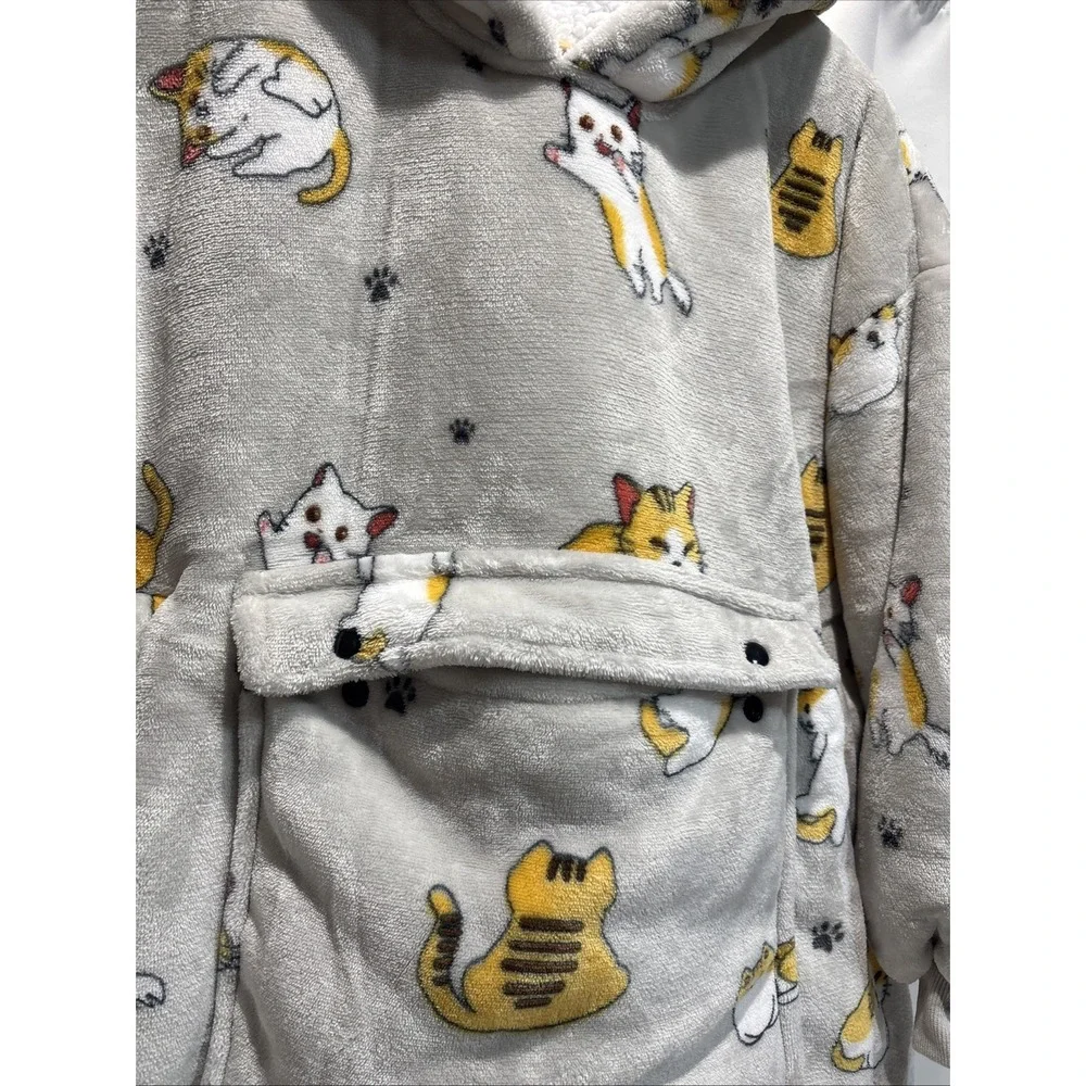 Oversized Fleece Cat Hoodies for Women and Men Adult Wearable Blanket Hoodies